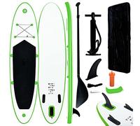 vidaXL Inflatable Stand Up Paddleboard Set Green and White Surfing SUP Board