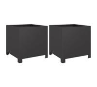 vidaXL Steel Garden Planters - Patio Flower Pot Outdoor Planter Box - 40x40x40 cm - Black - Set of 2