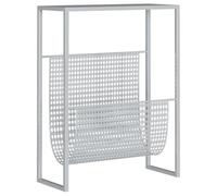 vidaXL Steel Magazine Rack - Silver Durable Book Organizer with Tabletop for Decorative Display - Ideal Storage for Home Office, Living Room or Bedroom