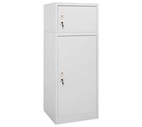 vidaXL Steel Saddle Cabinet in Light Grey - Secure Storage for Equestrian Sporting Equipment, Adjustable Height Saddle Rack & Hooks, 2 Lockable Doors