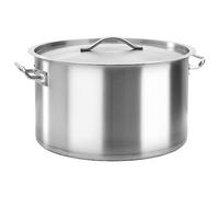 vidaXL 44 L Stainless Steel Stock Pot, Silver, 45x28 cm - Suitable for Home and Restaurant Use, Induction and Gas Stove Compatible, with Lid and Handles