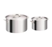 vidaXL Stock Pot Set 2 Piece 44/24 L Stainless Steel Soup Induction Stew Pot