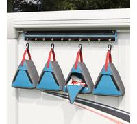 vidaXL Storage Bag Grey and Blue and Red 24 x 16 x 24 cm Oxford, Adventure Gear Storage Bag, Triangular Camping Organizer, Outdoor Equipment and Hiking Tent Accessory for Easy Transport