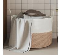 vidaXL Storage Basket Brown and White Ø51x33 cm Cotton