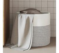 vidaXL Storage Basket Laundry Basket Washing Basket Grey and White Cotton