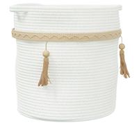 vidaXL Storage Basket Laundry Basket Laundry Bin Washing Basket White Cotton