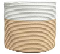 vidaXL Storage Basket Laundry Basket Washing Basket Beige and White Cotton