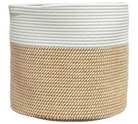 vidaXL Storage Basket Laundry Basket Washing Basket Brown and White Cotton