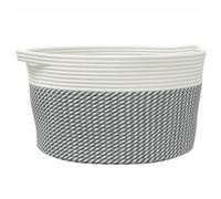 vidaXL Storage Basket Laundry Basket Washing Basket Grey and White Cotton