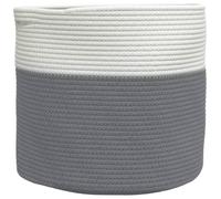 vidaXL Storage Basket Laundry Basket Washing Basket Grey and White Cotton