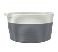 vidaXL Storage Basket Laundry Basket Washing Basket Grey and White Cotton