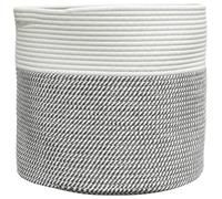 vidaXL Storage Basket Laundry Basket Washing Basket Grey and White Cotton