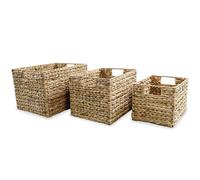 vidaXL Storage Basket Set 3 Piece Water Hyacinth Laundry Clothes Bin Box Case vi