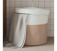 vidaXL Storage Basket with Lid Brown and White Ø40x35 cm Cotton