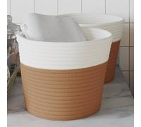 vidaXL Storage Baskets 2 pcs Brown and White Ø24x18 cm Cotton
