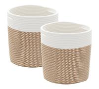 vidaXL Storage Baskets Washing Bin Laundry Basket 2 pcs Brown and White Cotton