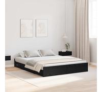 vidaXL Storage Bed Frame Black Oak 160 x 200 cm Engineered Wood