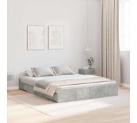 vidaXL Storage Bed Frame Concrete Grey 140 x 200 cm Engineered Wood