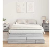 vidaXL Storage Bed Frame Grey Sonoma 135 cm Engineered Wood, Grey