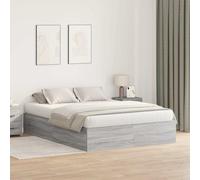 vidaXL Storage Bed Frame Grey Sonoma 135 x 190 cm Engineered Wood, Grey
