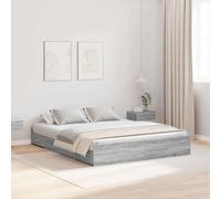 vidaXL Storage Bed Frame Grey Sonoma 160 x 200 cm Engineered Wood