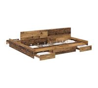 vidaXL Storage Bed Frame Old wood 180 x 200 cm Engineered wood, Bedroom, Minimalist Design, Functional Storage Bed, Practical Solutions, Contemporary Furniture for Space Management