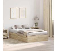 vidaXL Storage Bed Frame Sonoma Oak 120 x 200 cm Engineered Wood