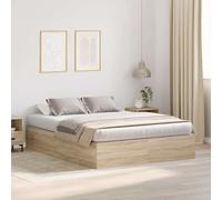 Storage Bed Frame Sonoma Oak 140 x 190 cm Engineered Wood