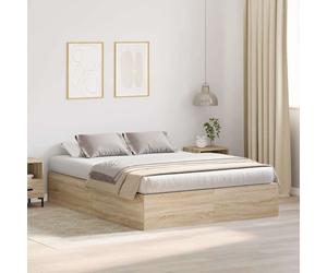 vidaXL Storage Bed Frame Sonoma Oak 140 x 190 cm Engineered Wood