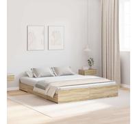 vidaXL Storage Bed Frame Sonoma Oak 160 x 200 cm Engineered Wood