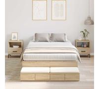vidaXL Storage Bed Frame with Drawer Sonoma Oak 120 cm Engineered Wood