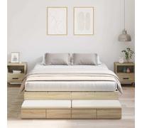 vidaXL Storage Bed Frame with Drawer Sonoma Oak 150 cm Engineered Wood