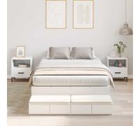 vidaXL Storage Bed Frame with Drawer White 120 cm Engineered Wood
