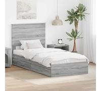 Storage Bed Grey Sonoma 100 x 200 cm Engineered Wood