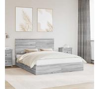 vidaXL Storage Bed Grey Sonoma 160 x 200 cm Engineered Wood