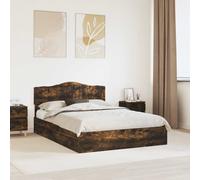 vidaXL Storage Bed with Drawer Smoked Oak 160 x 200 cm Engineered Wood