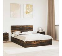Storage Bed with Drawer Smoked Oak 160 x 200 cm Engineered Wood