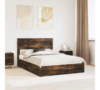 Storage Bed with Drawer Smoked Oak 160 x 200 cm Engineered Wood