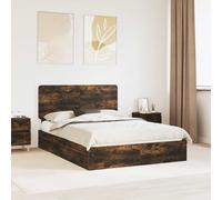Storage Bed with Drawer Smoked Oak 160 x 200 cm Engineered Wood