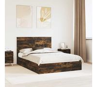 Storage Bed with Drawer Smoked Oak 160 x 200 cm Engineered Wood