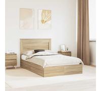 Storage Bed Sonoma Oak 120x200 cm Engineered Wood Platform with Drawer Modern UK