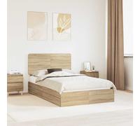 vidaXL Storage Bed with Drawer Sonoma Oak 135 x 190 cm Engineered Wood
