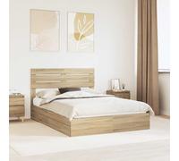 vidaXL Storage Bed with Drawer Sonoma Oak 140 x 200 cm Engineered Wood