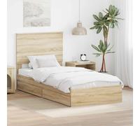 vidaXL Storage Bed with Drawer Sonoma Oak 90 x 190 cm Engineered Wood