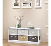 vidaXL Storage Bench 6 Drawers Wood Entryway Hall Cabinet Trunk Chest Stool