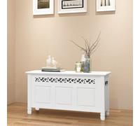 vidaXL Storage Bench Baroque Style - White MDF, Large Concealed Storage, 96 x 32 x 51 cm