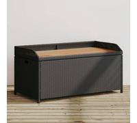 Vidaxl Storage Bench Black 100X50X52 Cm Poly Rattan And Acacia Wood