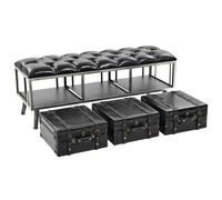 vidaXL Storage Bench Entryway Hall Bench Seat Storage Box Black Faux Leather