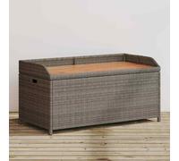 vidaXL Storage Bench Grey 100x50x52 cm Poly Rattan and Acacia Wood UK