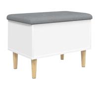 vidaXL Storage Bench White 62x42x46 cm - Engineered Wood Hall/Bedroom Storage Seating with Grey Cushion - Shoe Bench, Toy Organizer, Entryway Furniture